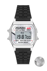 Unisex Gümüş Retro Mermer Desenli Dijital Kol Saati Apwa064401